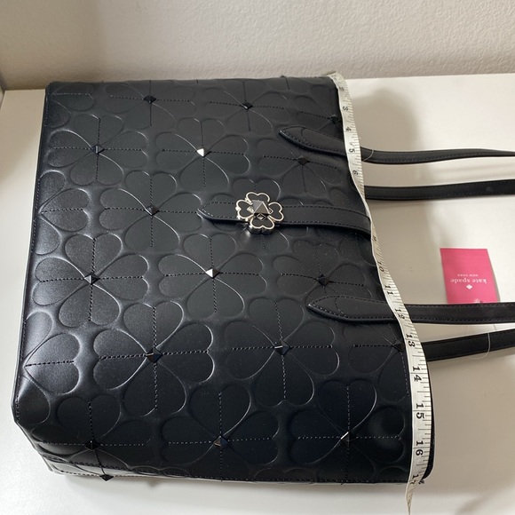 Kate Spade New York KACI SPADE Flower EMBOSSED Small Tote Women's Handbag, Black - Picture 6 of 10